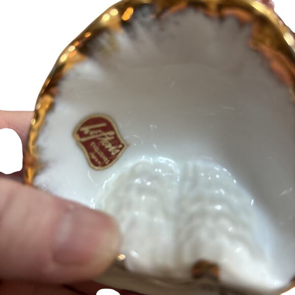 Lefton Bloomer Girls by Geo Z Figurine Gold Pink Dress 50s Victorian FLAW READ - Picture 4 of 13